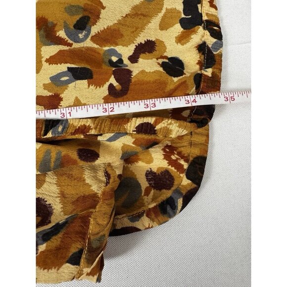 Silhouettes Top 3X Golden Blue Leopard Animal Print Mobwife Button Up Blouse - Picture 10 of 10